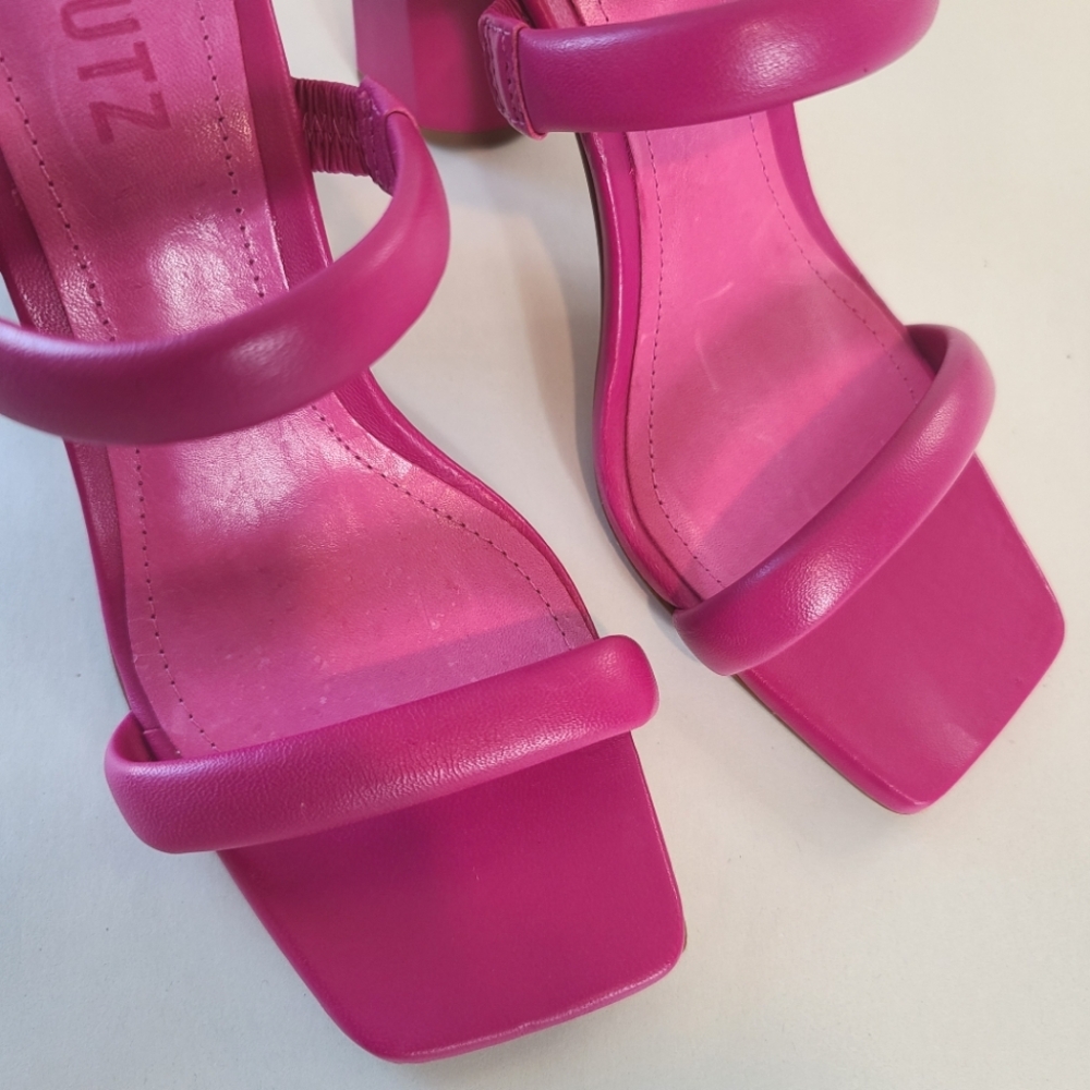 SCHUTZ Ully Nappa Leather Sandals in Hot Pink - Picture 5 of 12